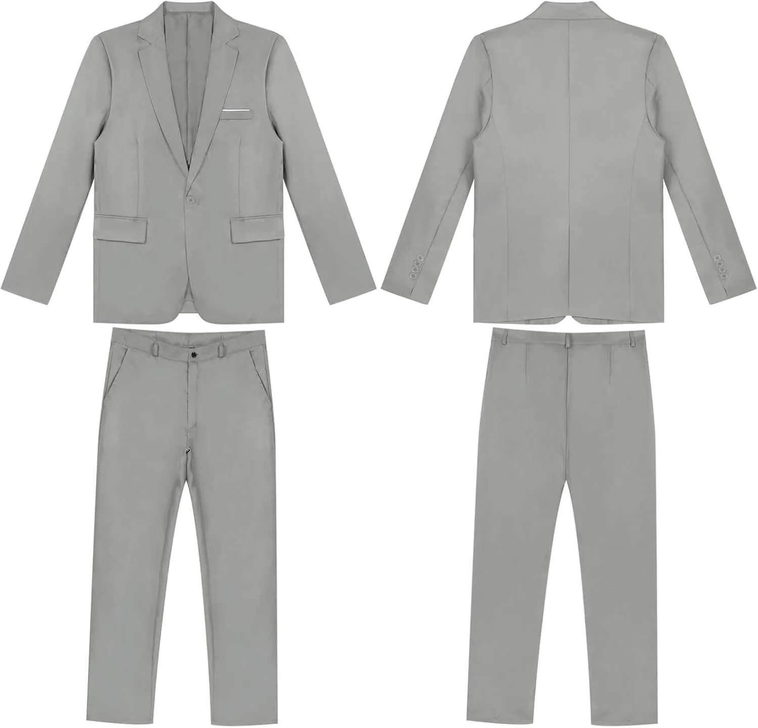 Mens 2 Piece Slim Fit Wedding Tuxedo Suit One Button Notch Lapel Blazer Jacket with Pants Set
