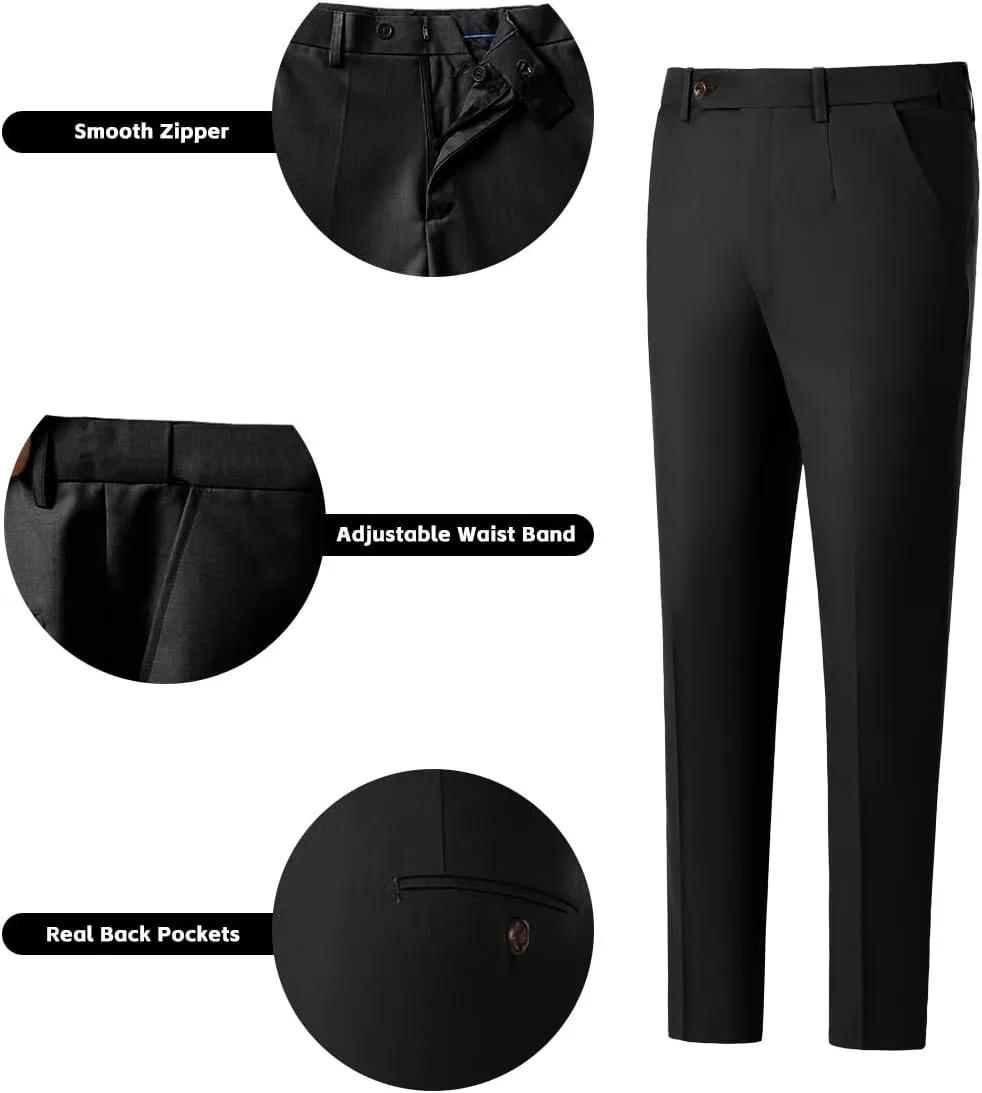 Mens 3 Piece Slim Fit Suit Set, Double Breasted Blazer Vest Pants Business Tuxedo Dress