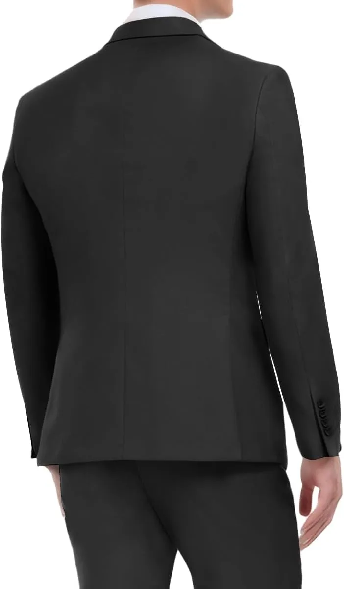 Mens 3 Piece Slim Fit Suit Set, Double Breasted Blazer Vest Pants Business Tuxedo Dress