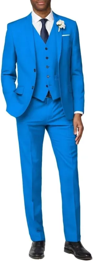 Men's 3 Pieces Suit Slim Fit Two Buttons Blazer Jacket Formal Business Suits Set Solid Vest Pants for Wedding