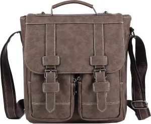 Men's Leather Messenger Bag, Retro Shoulder Bag Zipper Wallet Men's Handbag Briefcase-Gift for Men
