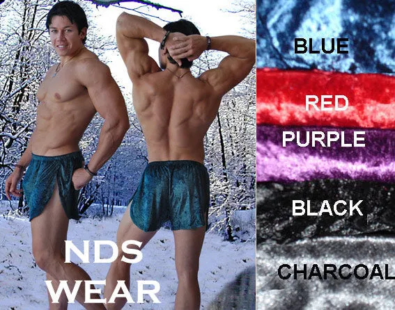 Mens Velvet Side Split Shorts