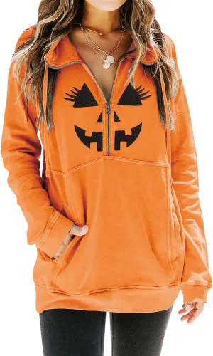 MYMORE Women's Casual Long Sleeve Lapel Half Zip Up Sweatshirts Drawstring Solid Loose Fit Pullover Tops