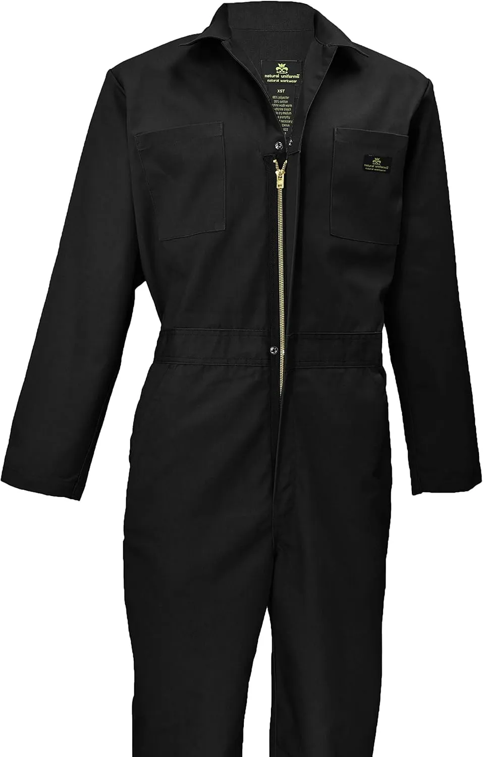 Natural Uniforms Mens Long Sleeve Zip Up Twill Coverall, Stain and Wrinkle Resistant