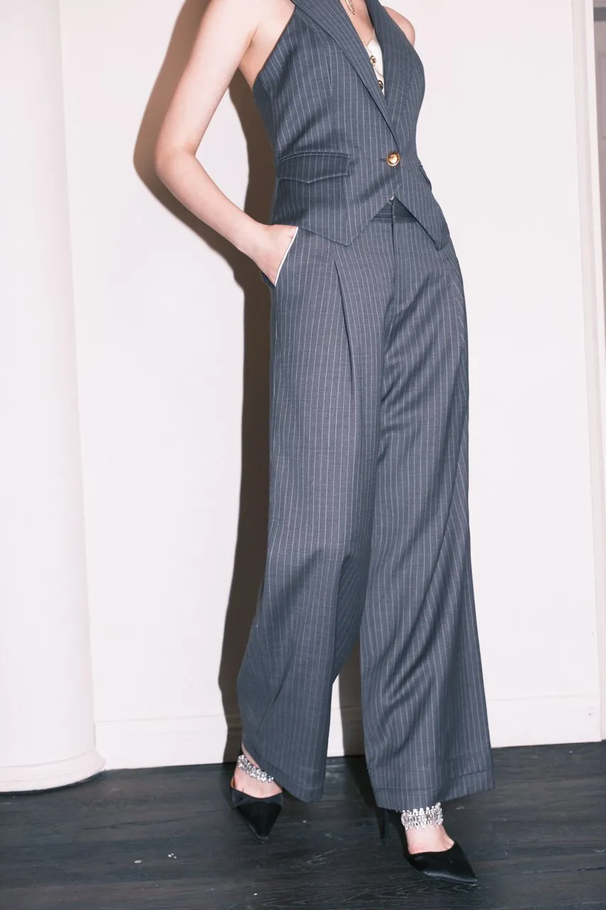 Neck False Two Piece Gold Button Vest
