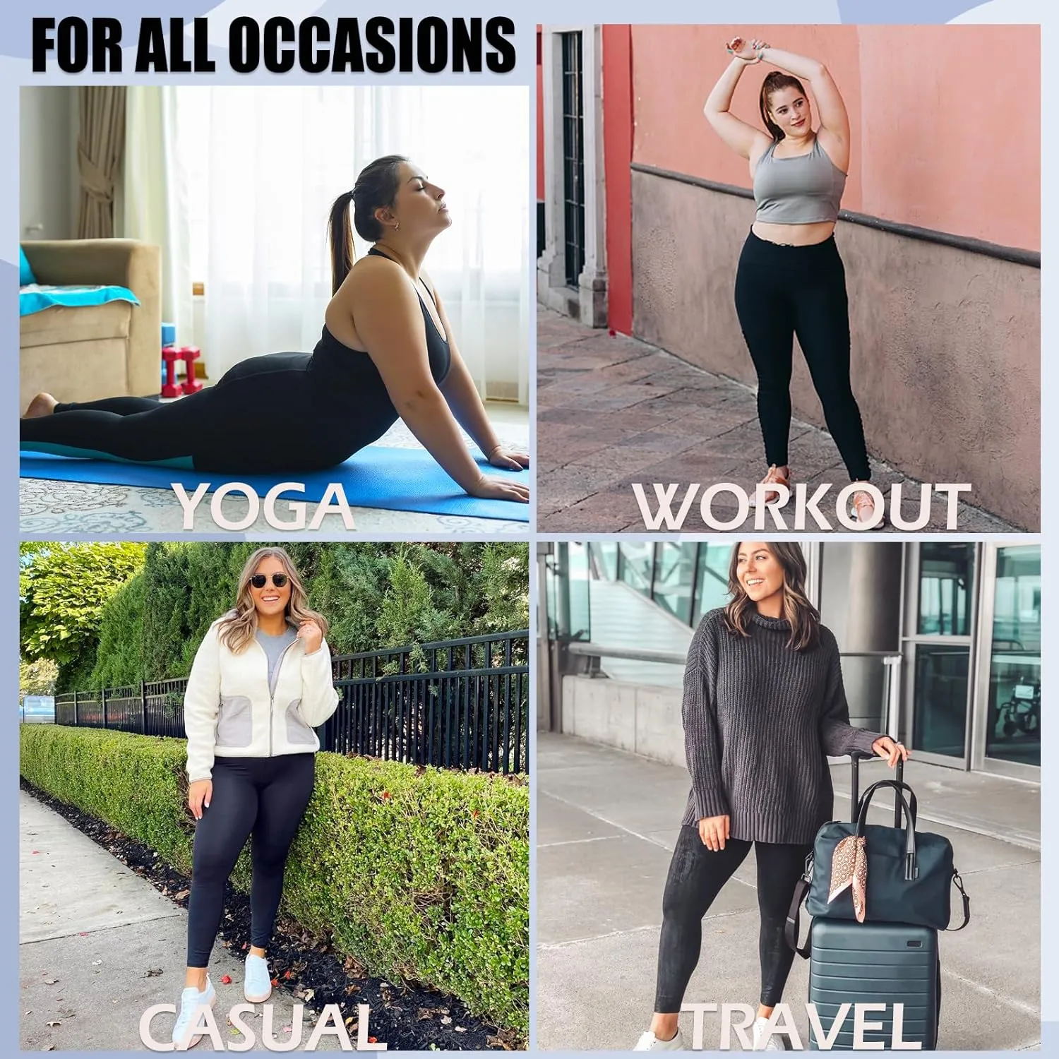 NEW YOUNG 3 Pack Plus Size Leggings with Pockets for Women,High Waist Tummy Control Workout Yoga Pants