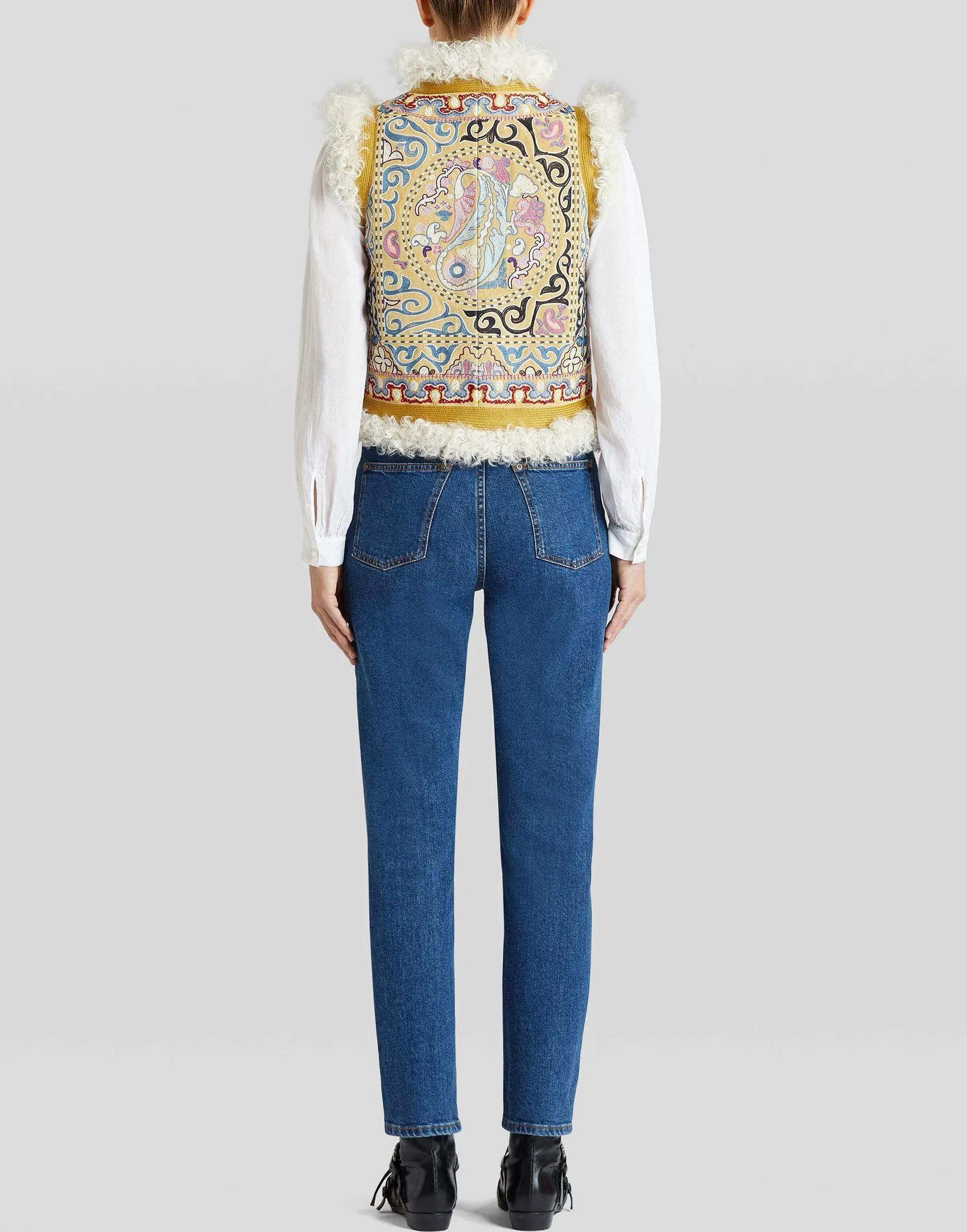 Newport Leather Shearling Printed Vest