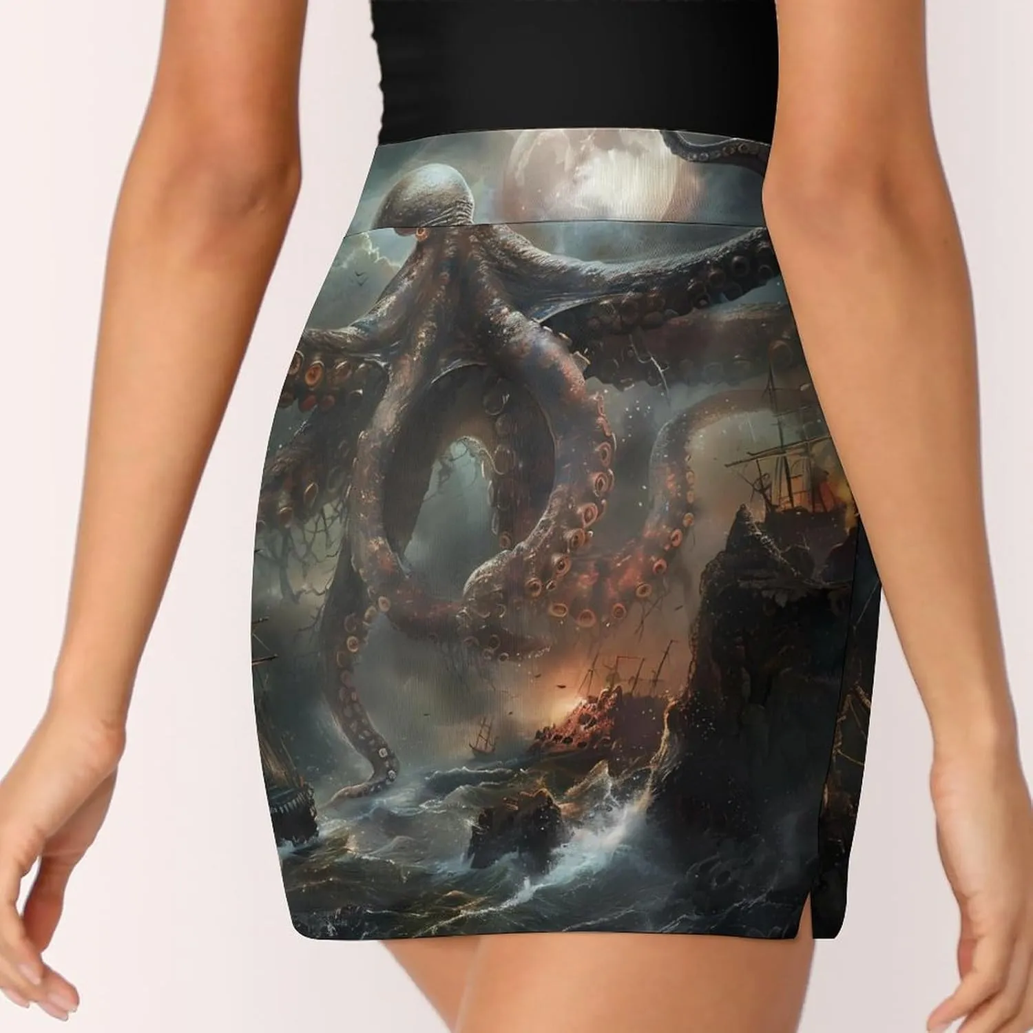 Ocean Octopus Pirate Ship Women's Skort Athletic Skirt Golf Skorts A-line Skirts with Built-in Shorts Pockets