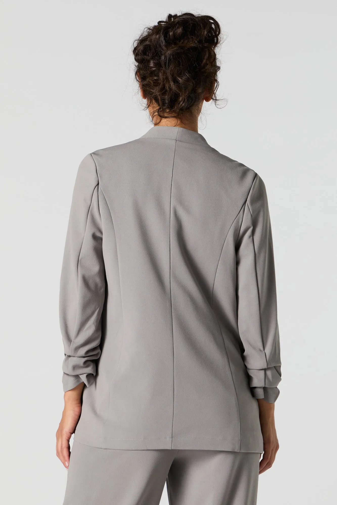 Open Front Scrunch Sleeve Blazer