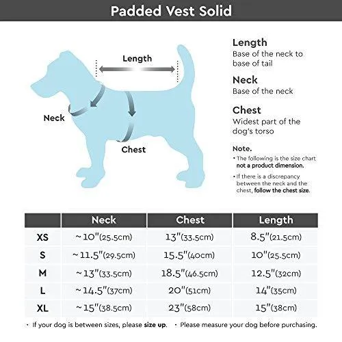 Padded Dog Vest - Back Zipper Closure & Leash Ring