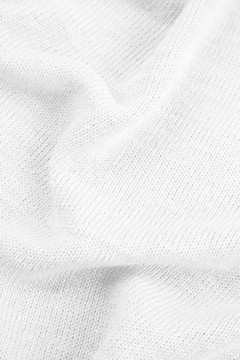 Patch Décor White Linen Cardigan