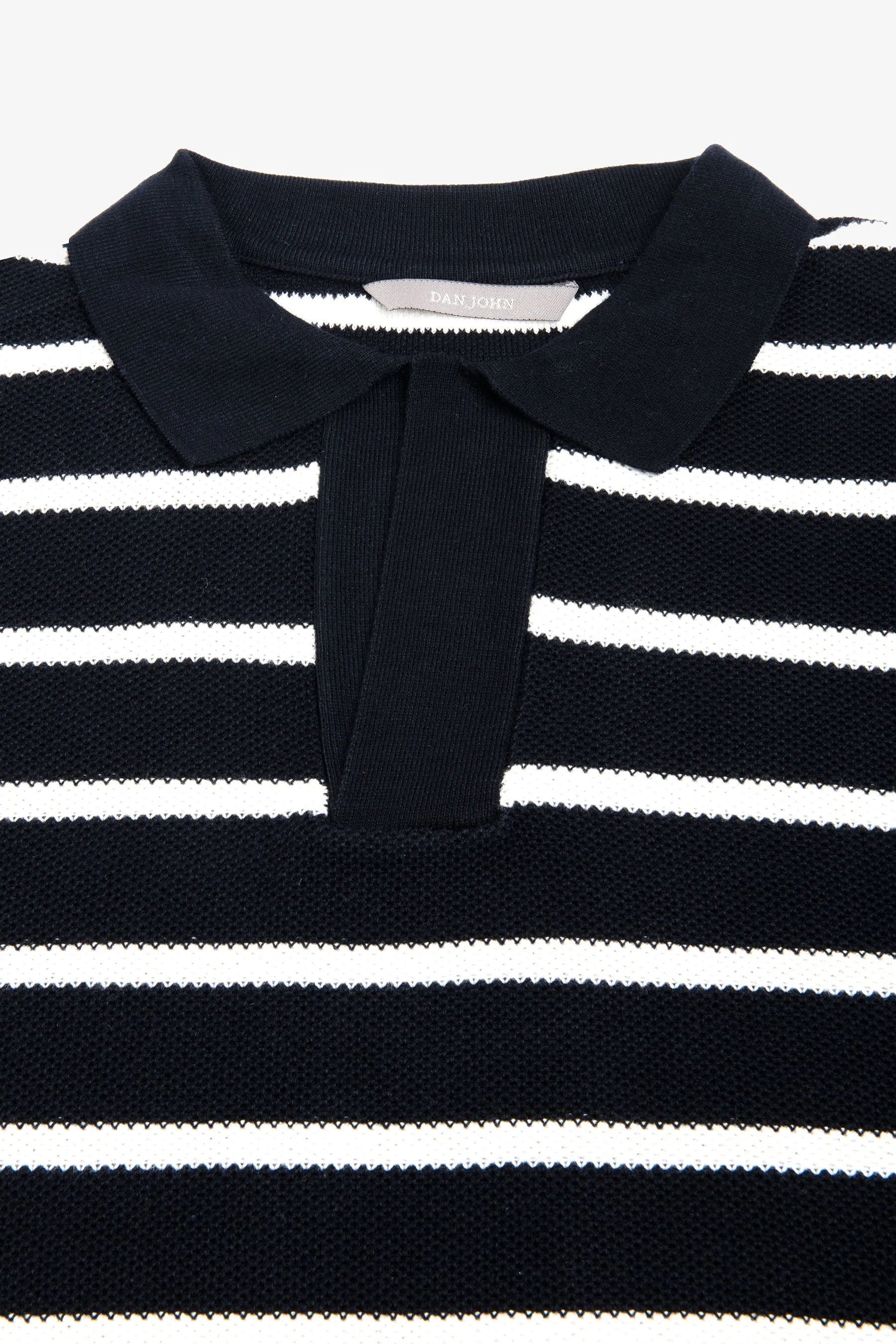 Polo in maglia collo aperto a righe blu