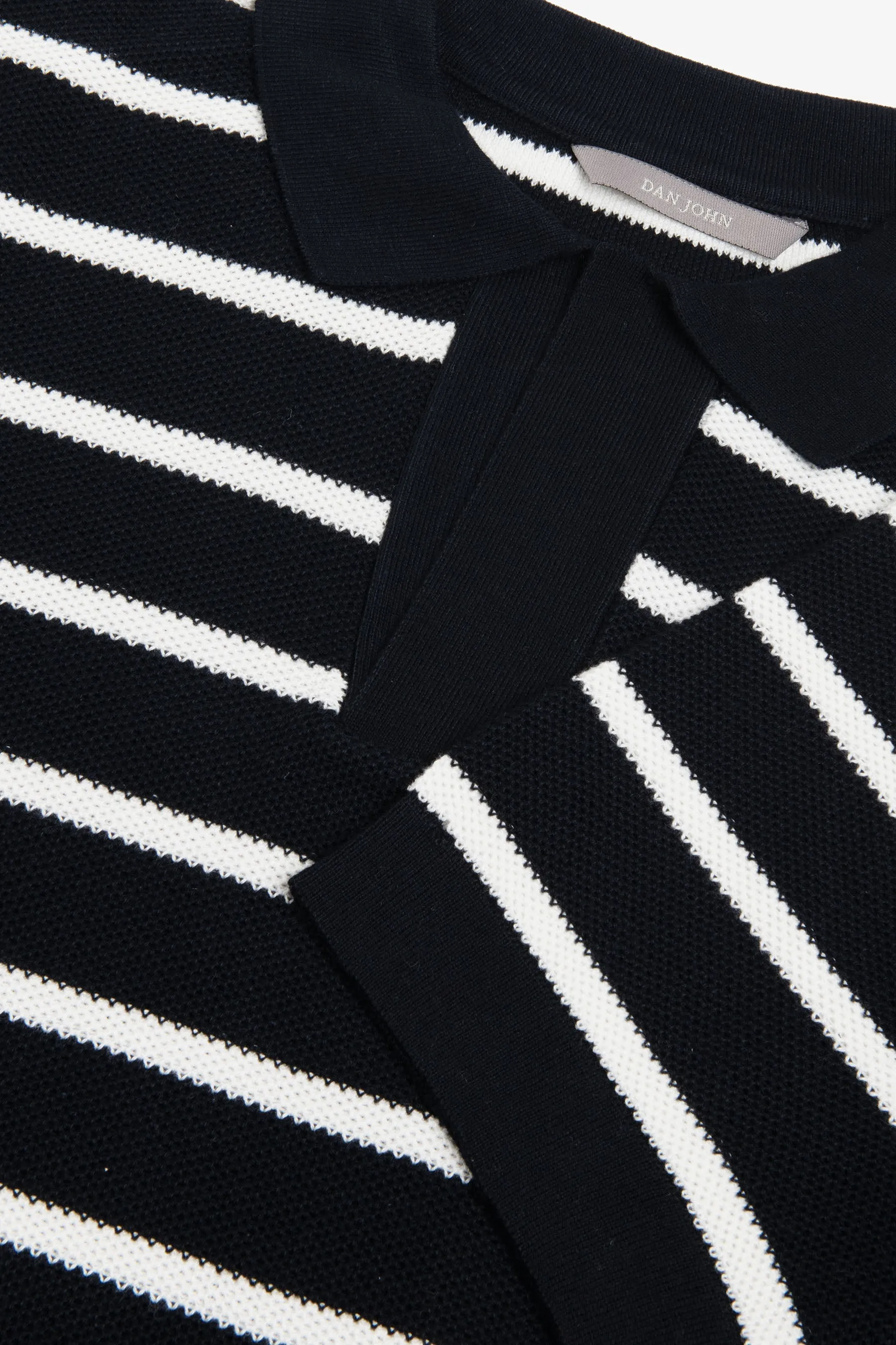 Polo in maglia collo aperto a righe blu