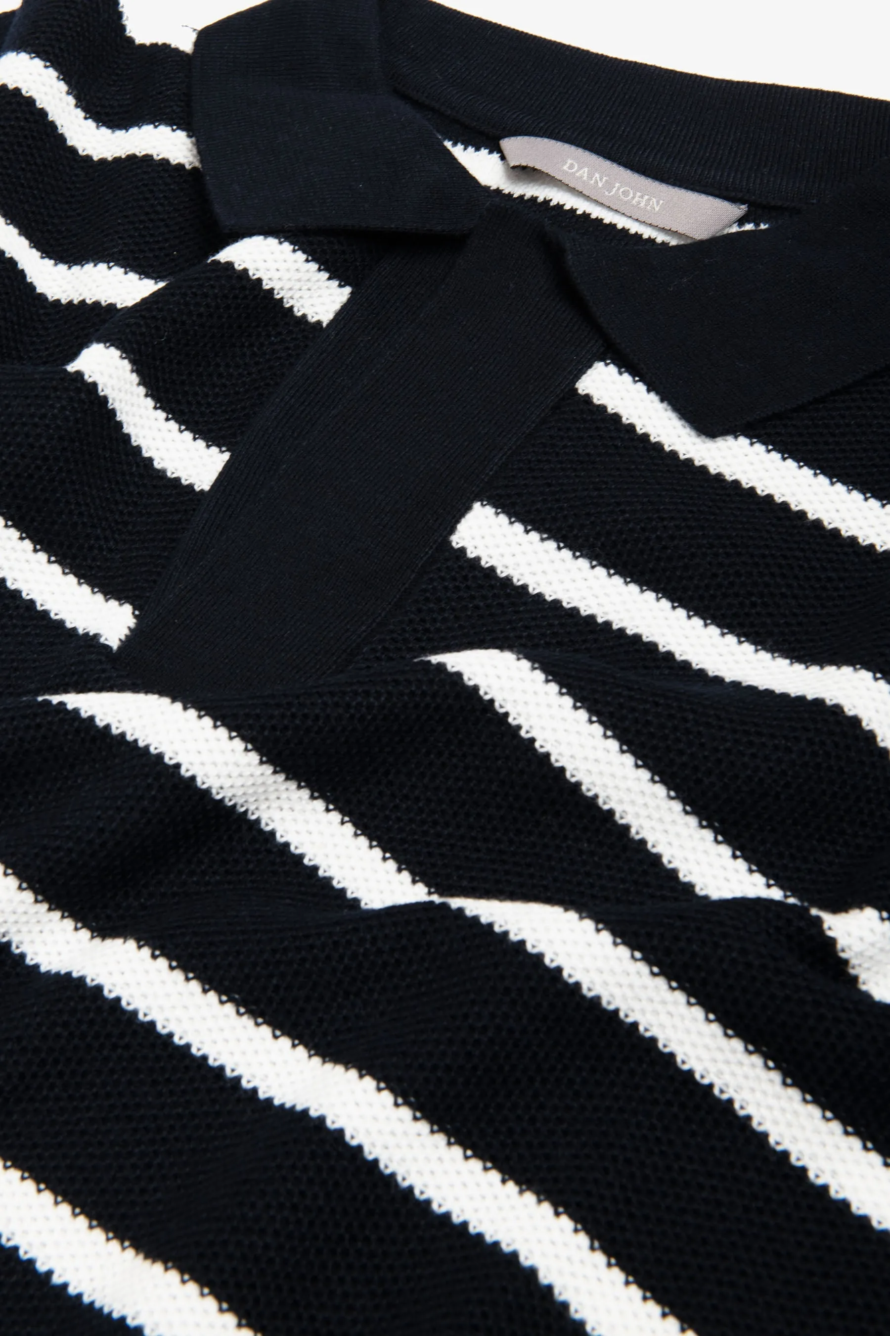 Polo in maglia collo aperto a righe blu