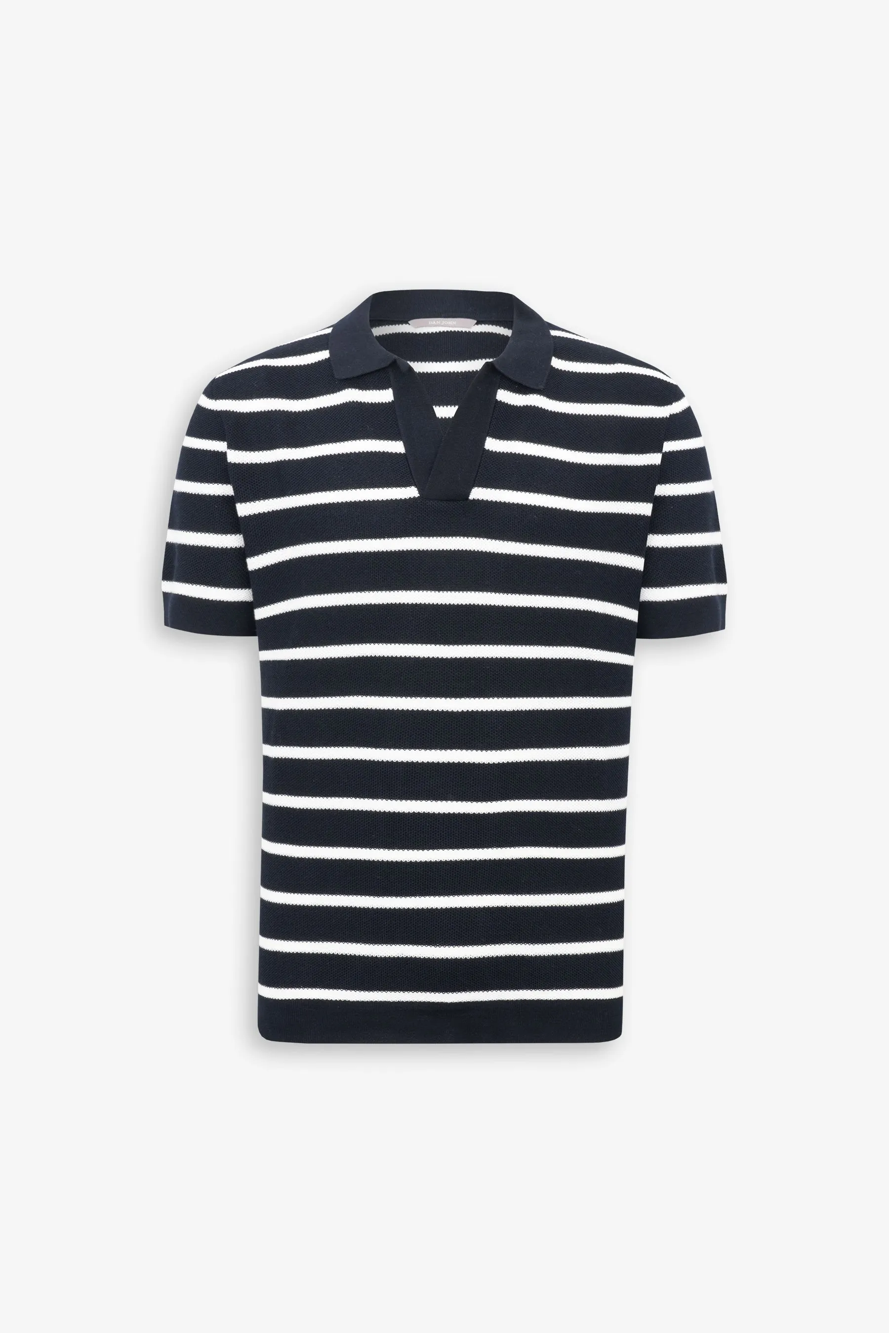 Polo in maglia collo aperto a righe blu