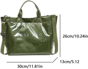 PVC Tote Bag for Women - Y2K Clear Top-handle Bag with Kraft Paper Letters Print, Clear Purses Handbag
