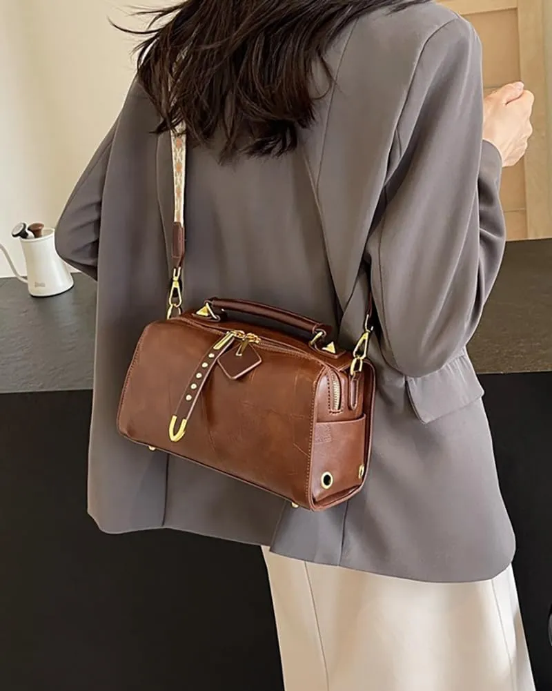 Retro Crossbody Bags for Women Small Shoulder Bag Soft PU Leather Handbags Purses Fashion Tote Satchel
