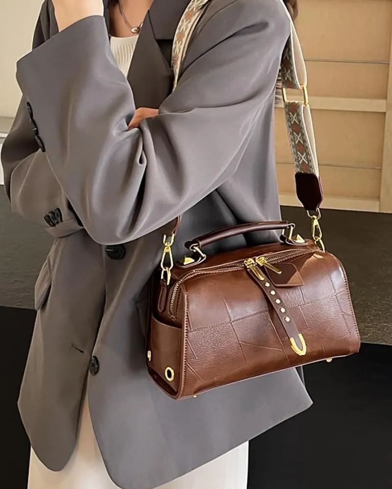 Retro Crossbody Bags for Women Small Shoulder Bag Soft PU Leather Handbags Purses Fashion Tote Satchel