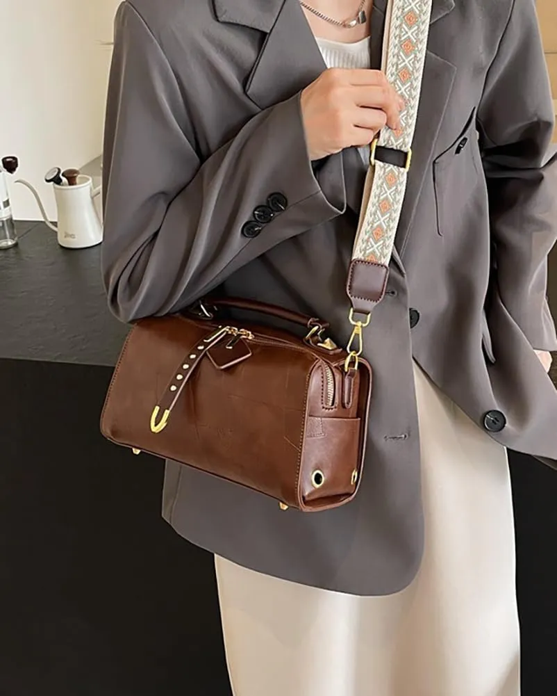 Retro Crossbody Bags for Women Small Shoulder Bag Soft PU Leather Handbags Purses Fashion Tote Satchel