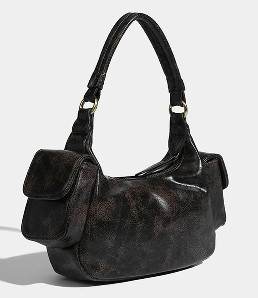 Retro Vegan Leather Tote Bag for Women Y2k Shoulder Crossbody Purse Top Handle Satchel Multiple Pockets Handbag