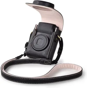 Rieibi Camera Case for Sony ZV1F/ZV1/Ricoh GR IIIx/Ricoh GR III II/Panasonic LX9 LX10 LX15/Canon G7X III / G7X II / SX740 HS- Camera Carrying Bag Cover with Strap - Black (Camera not included)