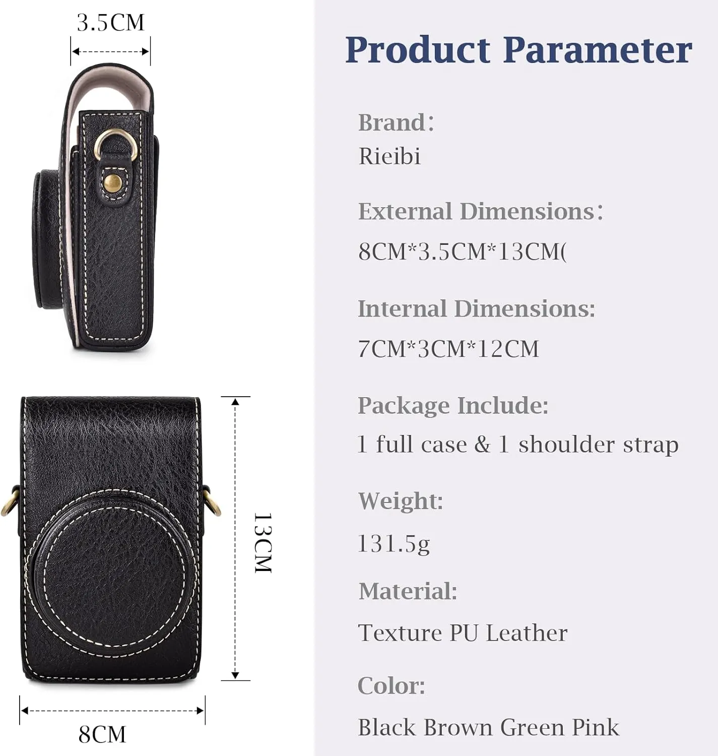 Rieibi Camera Case for Sony ZV1F/ZV1/Ricoh GR IIIx/Ricoh GR III II/Panasonic LX9 LX10 LX15/Canon G7X III / G7X II / SX740 HS- Camera Carrying Bag Cover with Strap - Black (Camera not included)