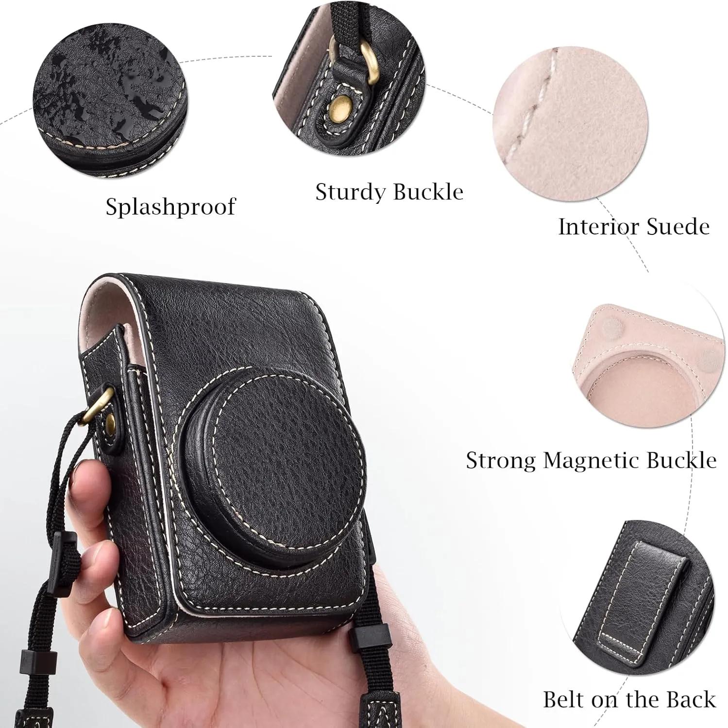 Rieibi Camera Case for Sony ZV1F/ZV1/Ricoh GR IIIx/Ricoh GR III II/Panasonic LX9 LX10 LX15/Canon G7X III / G7X II / SX740 HS- Camera Carrying Bag Cover with Strap - Black (Camera not included)