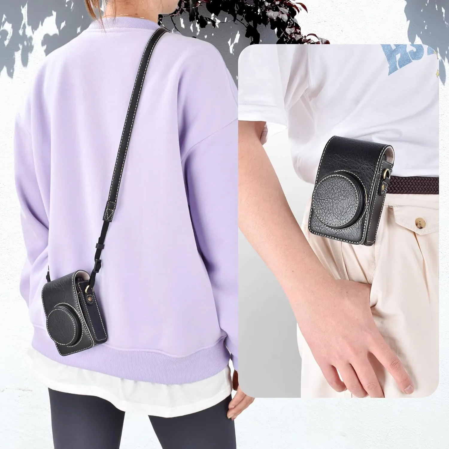 Rieibi Camera Case for Sony ZV1F/ZV1/Ricoh GR IIIx/Ricoh GR III II/Panasonic LX9 LX10 LX15/Canon G7X III / G7X II / SX740 HS- Camera Carrying Bag Cover with Strap - Black (Camera not included)