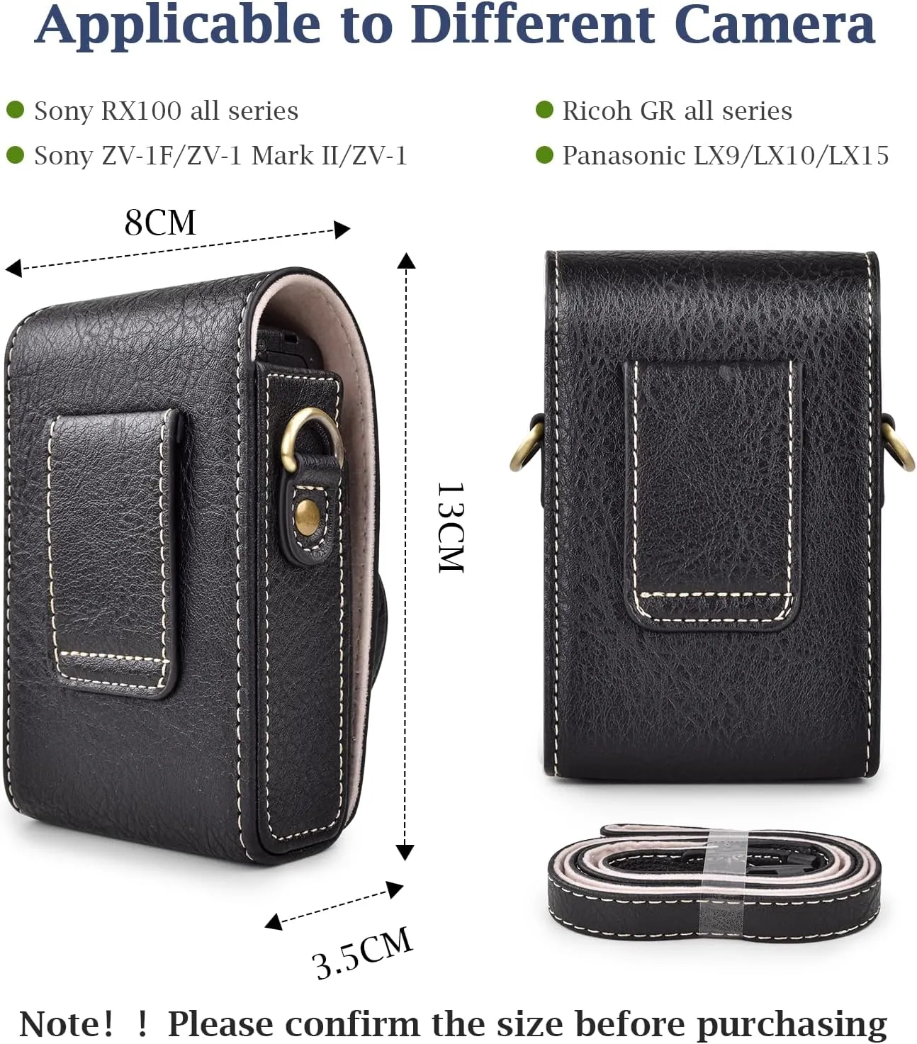 Rieibi Camera Case for Sony ZV1F/ZV1/Ricoh GR IIIx/Ricoh GR III II/Panasonic LX9 LX10 LX15/Canon G7X III / G7X II / SX740 HS- Camera Carrying Bag Cover with Strap - Black (Camera not included)