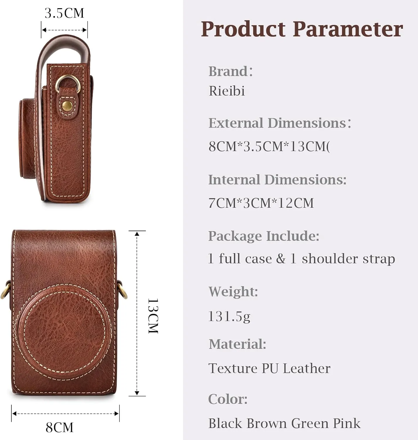 Rieibi Camera Case for Sony ZV1F/ZV1/Ricoh GR IIIx/Ricoh GR III II/Panasonic LX9 LX10 LX15/Canon G7X III / G7X II / SX740 HS- Camera Carrying Bag Cover with Strap - Coffee (Camera not included)