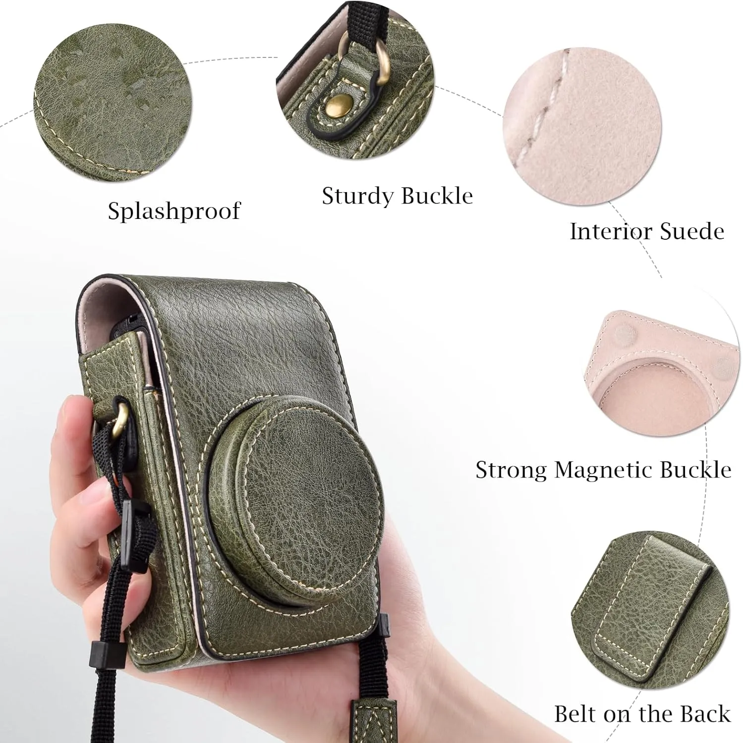 Rieibi Camera Case for Sony ZV1F/ZV1/Ricoh GR IIIx/Ricoh GR III II/Panasonic LX9 LX10 LX15/Canon G7X III / G7X II / SX740 HS- Camera Carrying Bag Cover with Strap - Green (Camera not included)