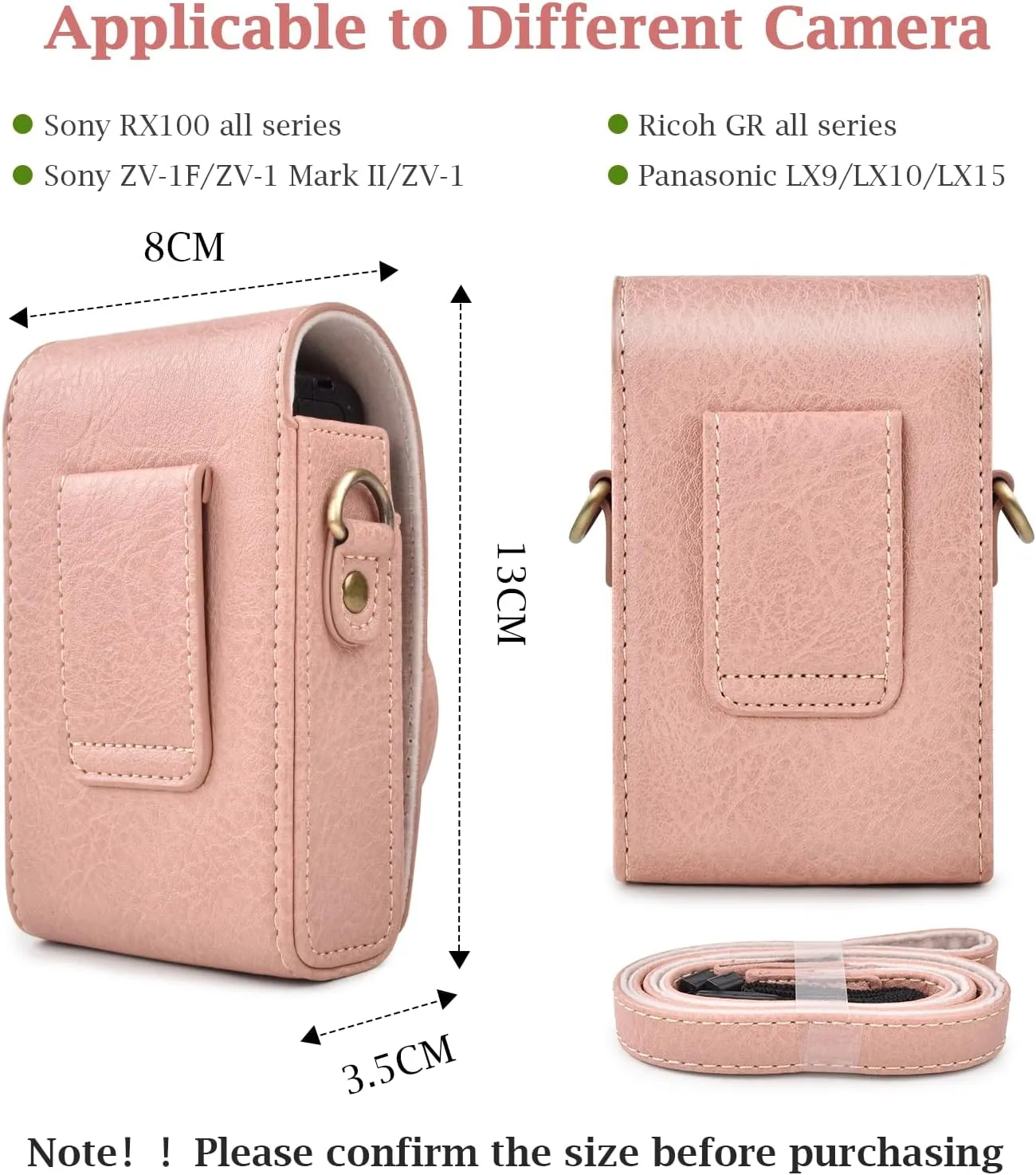 Rieibi Camera Case for Sony ZV1F/ZV1/Ricoh GR IIIx/Ricoh GR III II/Panasonic LX9 LX10 LX15/Canon G7X III / G7X II / SX740 HS- Camera Carrying Bag Cover with Strap - Pink (Camera not included)