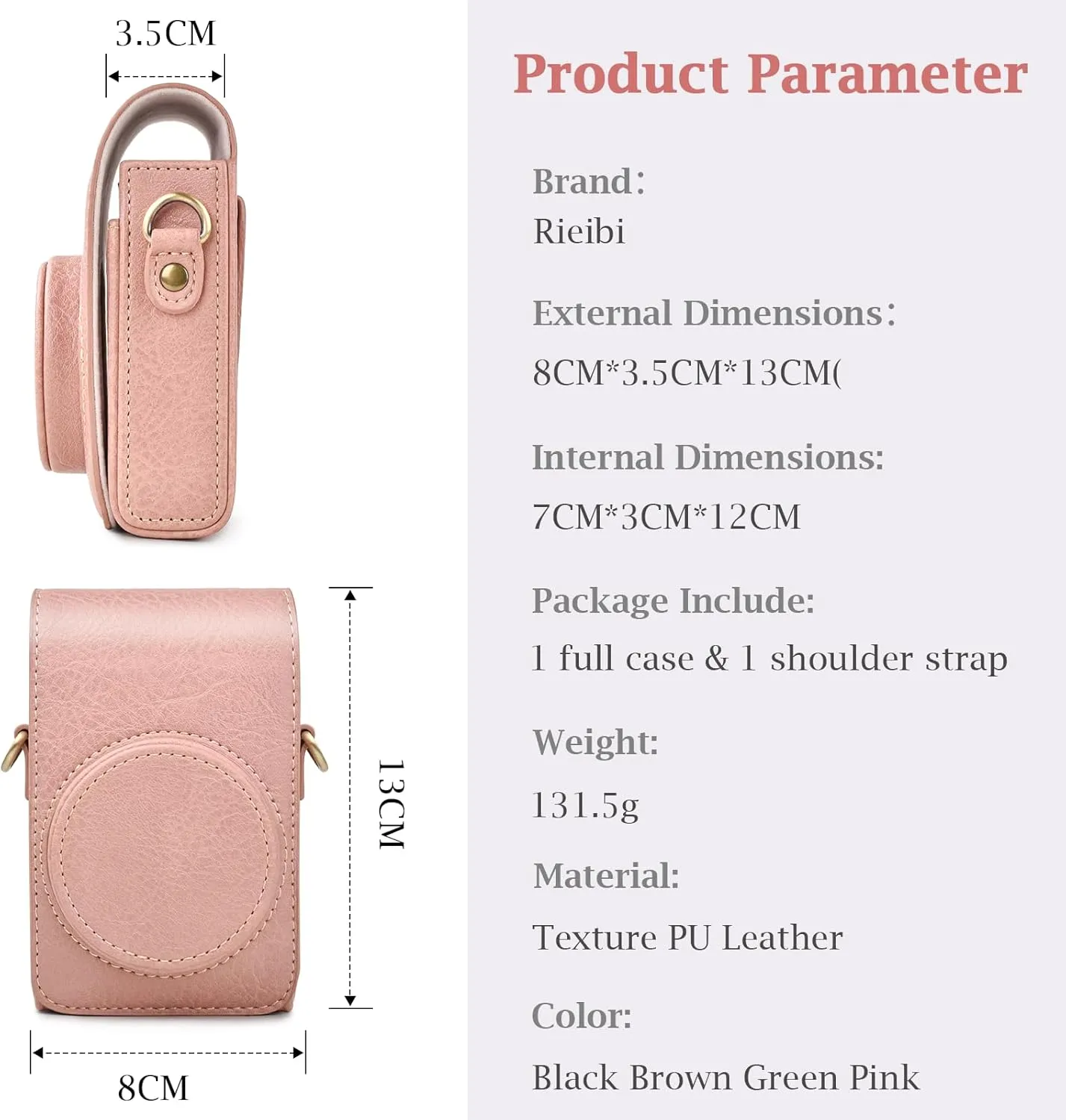 Rieibi Camera Case for Sony ZV1F/ZV1/Ricoh GR IIIx/Ricoh GR III II/Panasonic LX9 LX10 LX15/Canon G7X III / G7X II / SX740 HS- Camera Carrying Bag Cover with Strap - Pink (Camera not included)