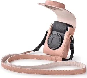 Rieibi Camera Case for Sony ZV1F/ZV1/Ricoh GR IIIx/Ricoh GR III II/Panasonic LX9 LX10 LX15/Canon G7X III / G7X II / SX740 HS- Camera Carrying Bag Cover with Strap - Pink (Camera not included)
