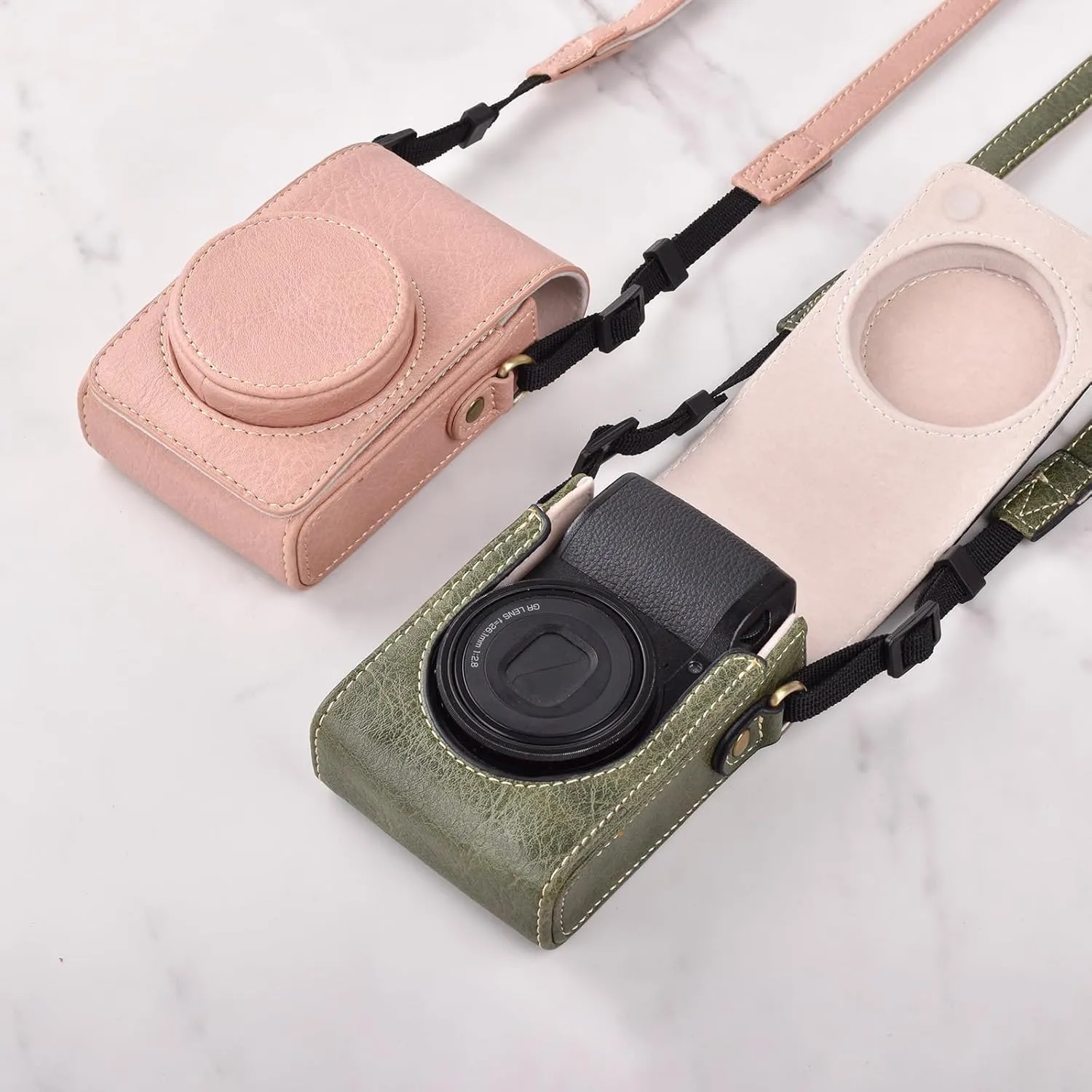Rieibi Camera Case for Sony ZV1F/ZV1/Ricoh GR IIIx/Ricoh GR III II/Panasonic LX9 LX10 LX15/Canon G7X III / G7X II / SX740 HS- Camera Carrying Bag Cover with Strap - Pink (Camera not included)
