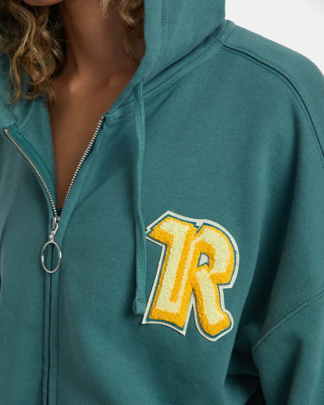 Rose Machado Thrift Zip-Up Hoodie - Teal