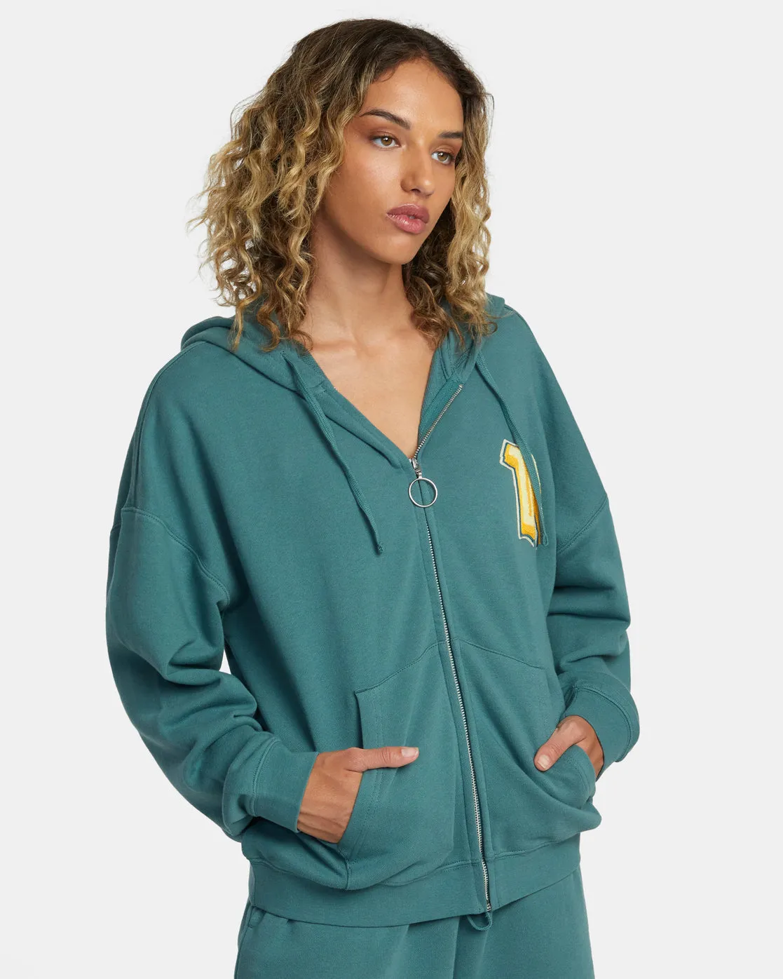 Rose Machado Thrift Zip-Up Hoodie - Teal