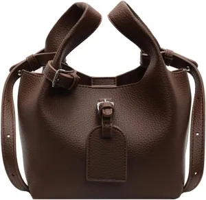 Rungion Small Crossbody Bags for Women Retro Vegan Leather Shoulder Purse Mini Bucket Handbag Ladies Satchel 2pcs