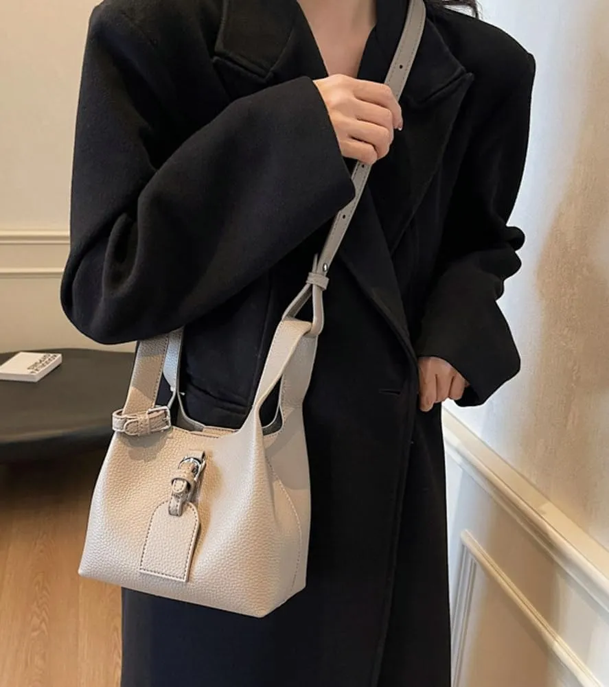 Rungion Small Crossbody Bags for Women Retro Vegan Leather Shoulder Purse Mini Bucket Handbag Ladies Satchel 2pcs