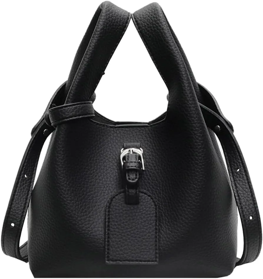 Rungion Small Crossbody Bags for Women Retro Vegan Leather Shoulder Purse Mini Bucket Handbag Ladies Satchel 2pcs