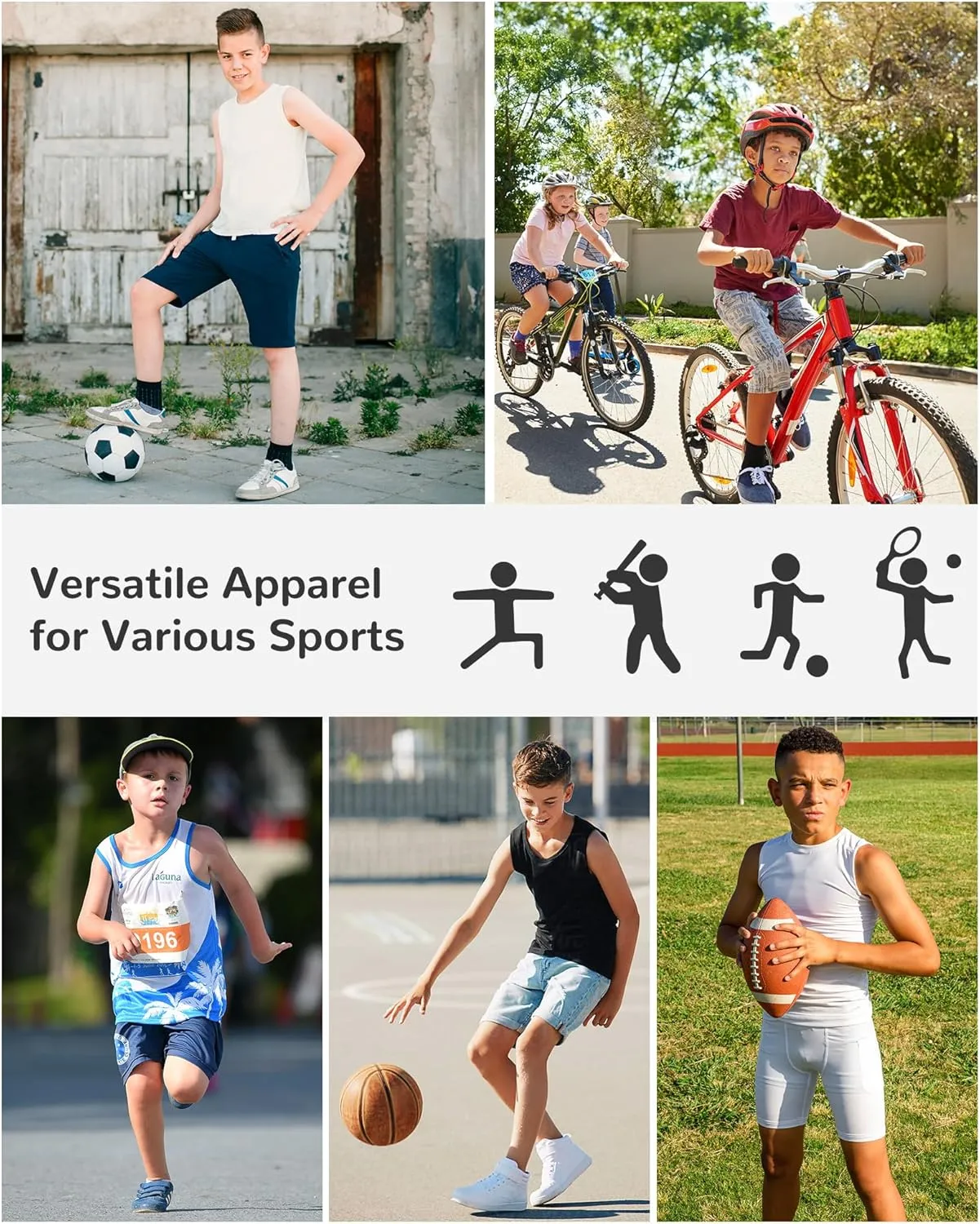 Runhit Boys Sleeveless Compression Shirt Kids Athletic Tank Tops Youth Quick Dry Undershirt for Football Basketball