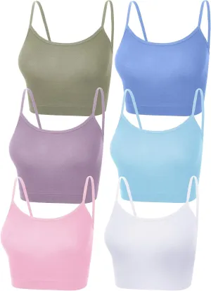 SATINIOR 6 Pack Women Crop Tops Cropped Tank Top Bundle Sleeveless Spaghetti Strap for Sports Yoga