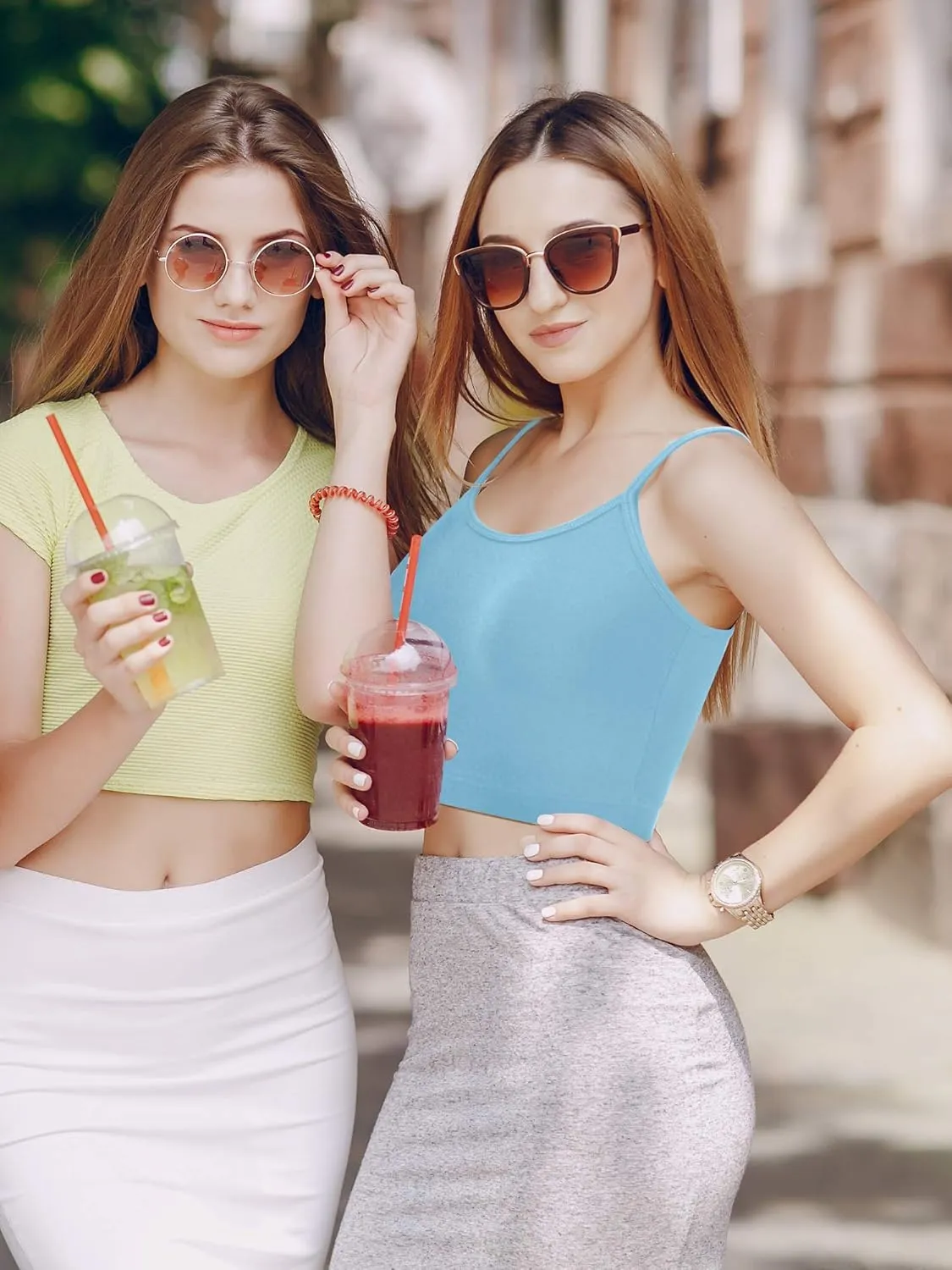 SATINIOR 6 Pack Women Crop Tops Cropped Tank Top Bundle Sleeveless Spaghetti Strap for Sports Yoga