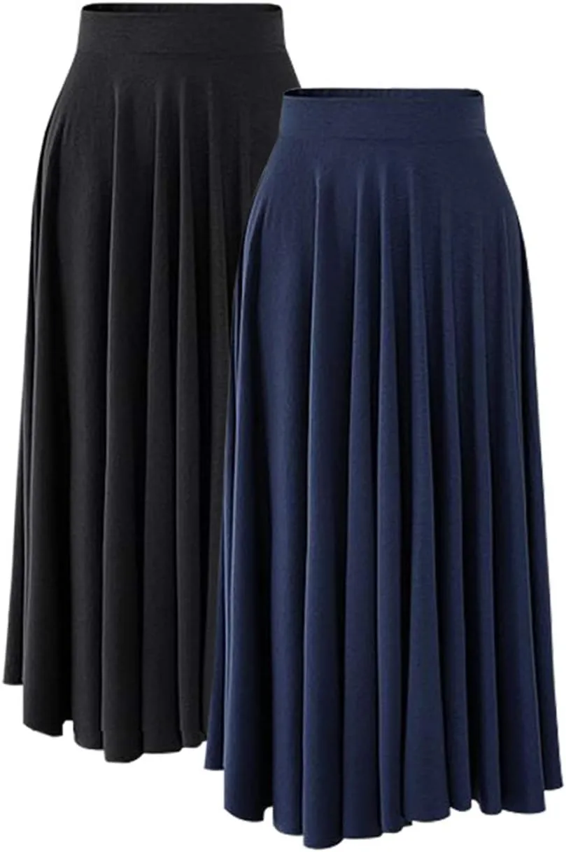 SEMATOMALA Women's High Waist Pleated A-line Plus Size Swing Midi Skirts(M-5XL)