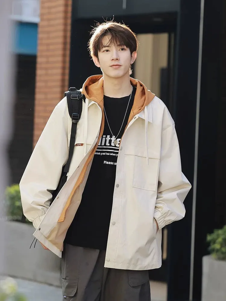 Senma Teen Hooded False Two-Piece Jackets Outwear