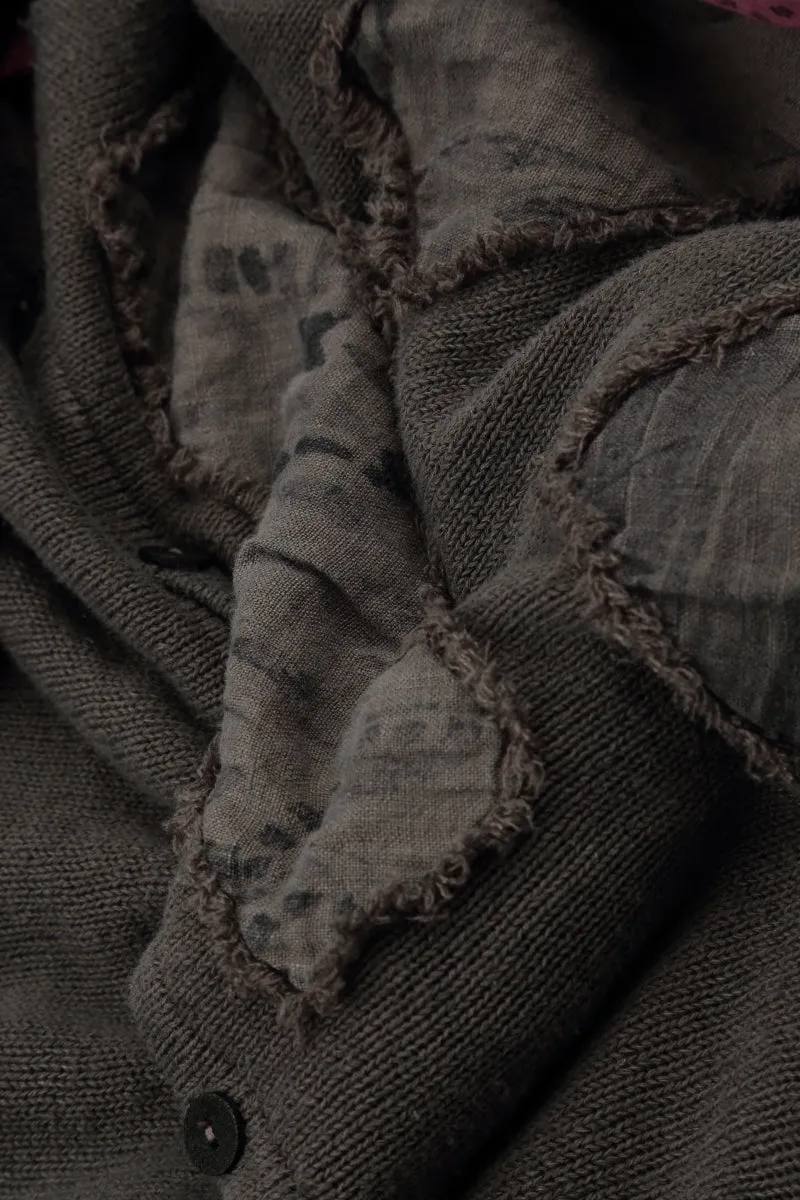 Serenity Patch Décor Truffle Linen Cardigan