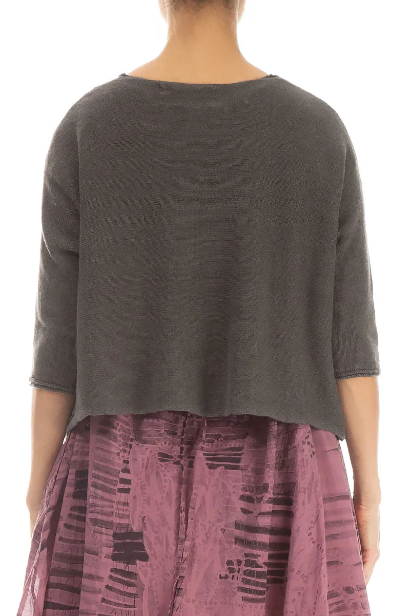 Serenity Patch Décor Truffle Linen Cardigan