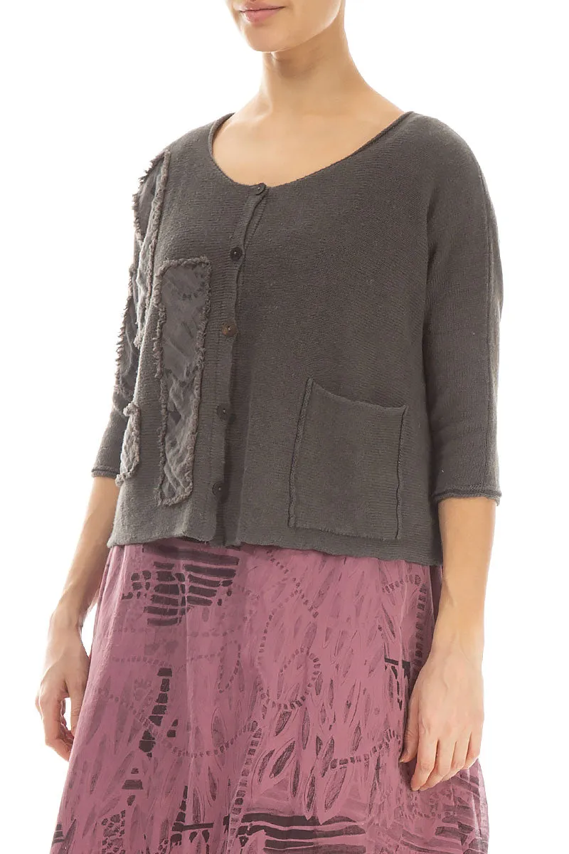 Serenity Patch Décor Truffle Linen Cardigan