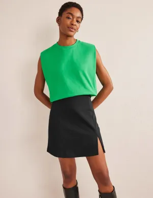 Side Split Jersey Mini Skirt-Black