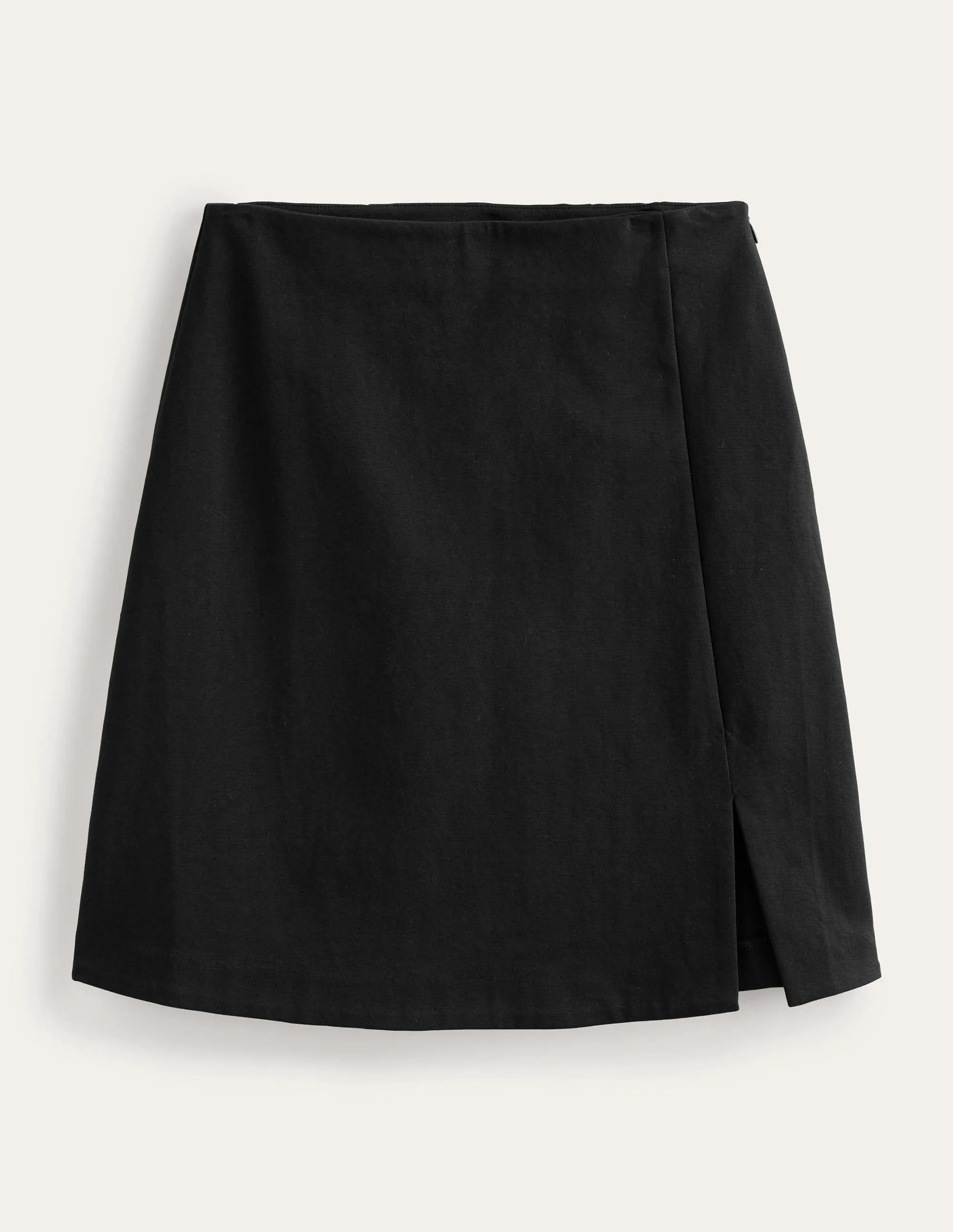 Side Split Jersey Mini Skirt-Black